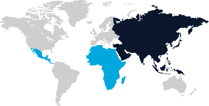 International shipping coverage map